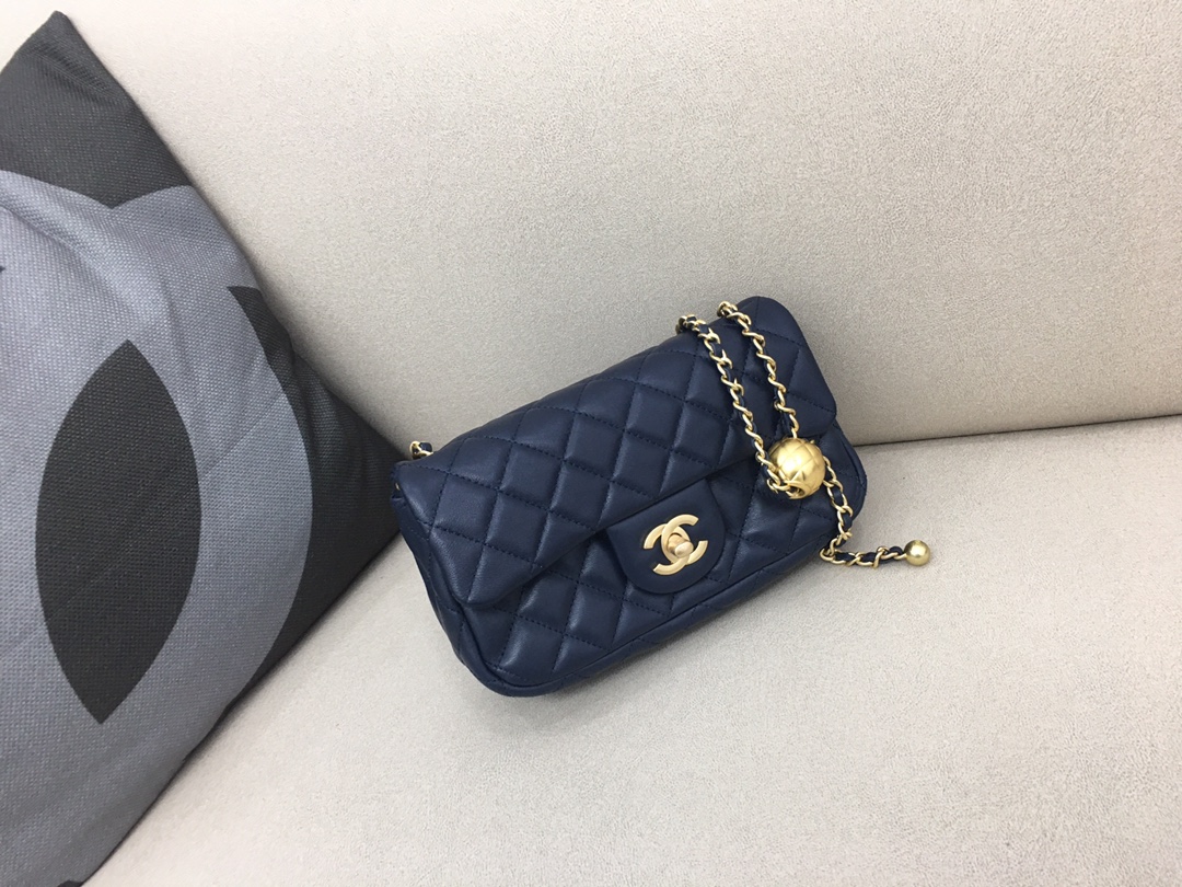 Small Classic Flap Lambskin Bag AS1787 Dark Blue